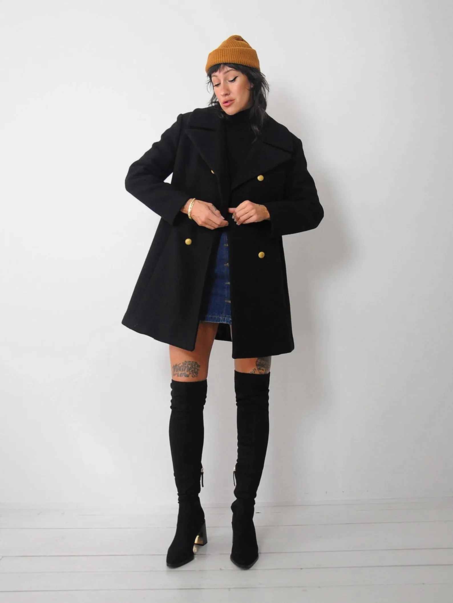 1960's Black Wool Peacoat