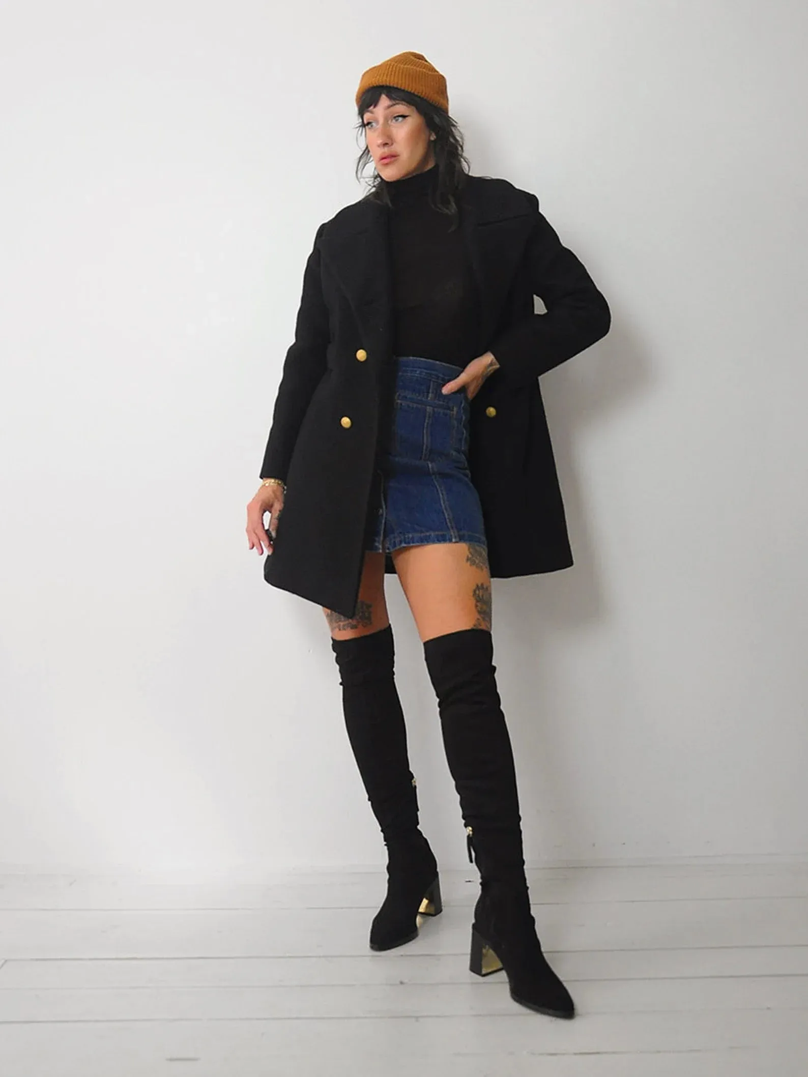 1960's Black Wool Peacoat