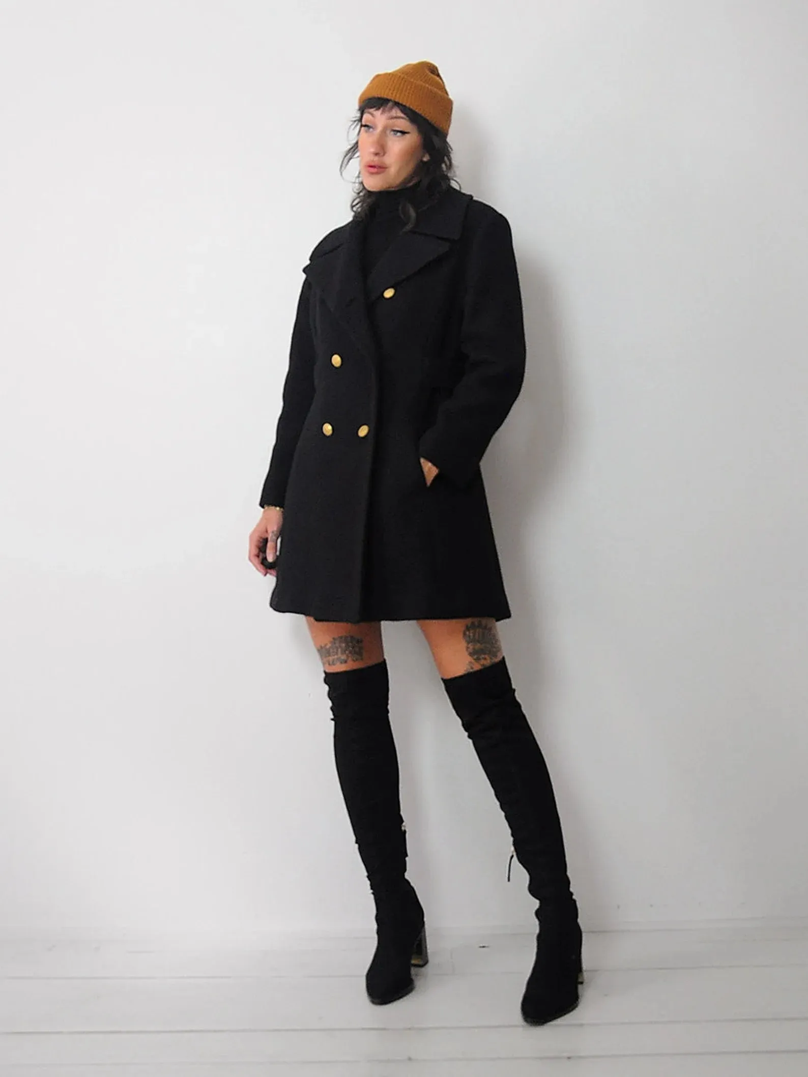 1960's Black Wool Peacoat