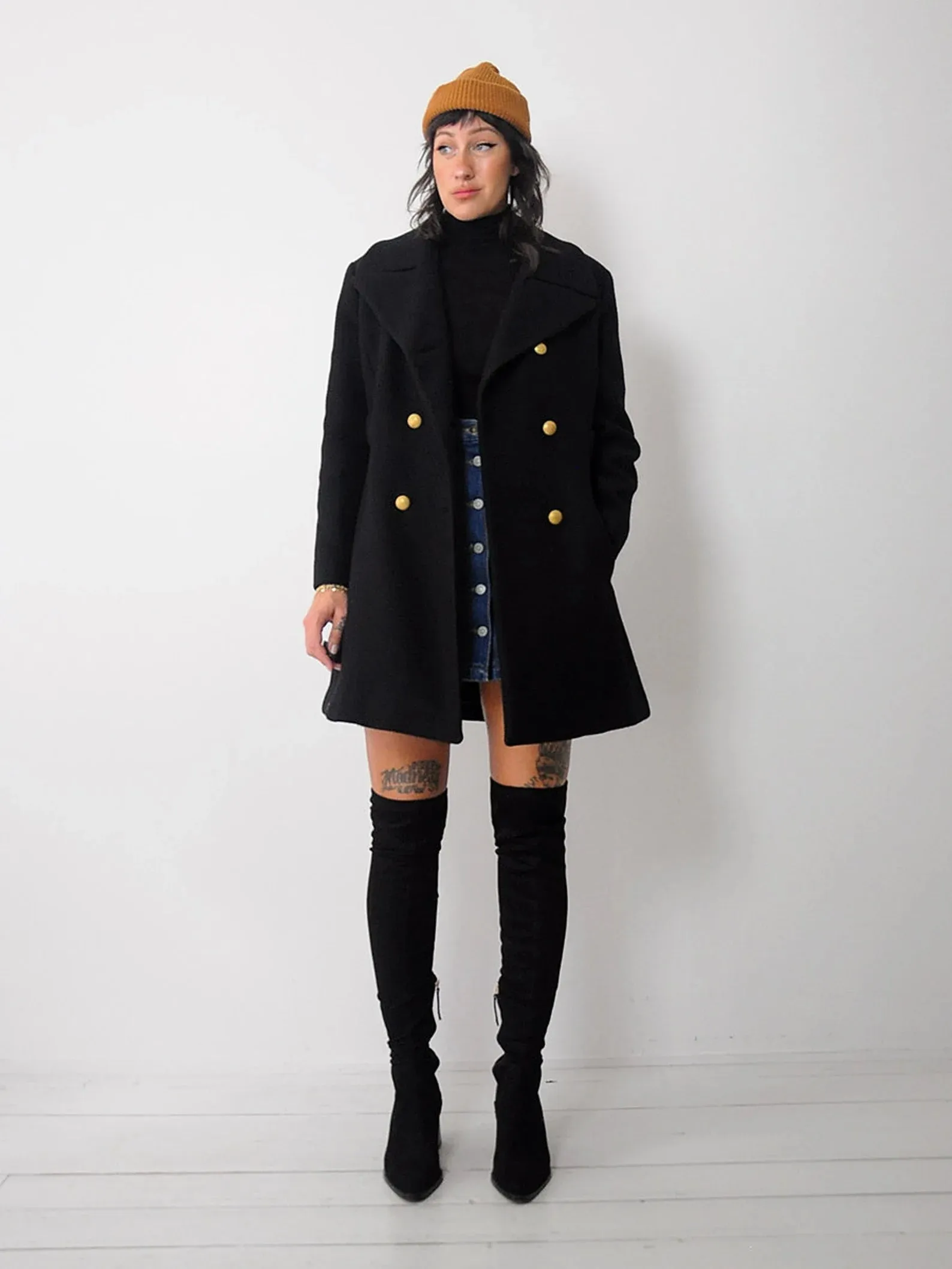 1960's Black Wool Peacoat