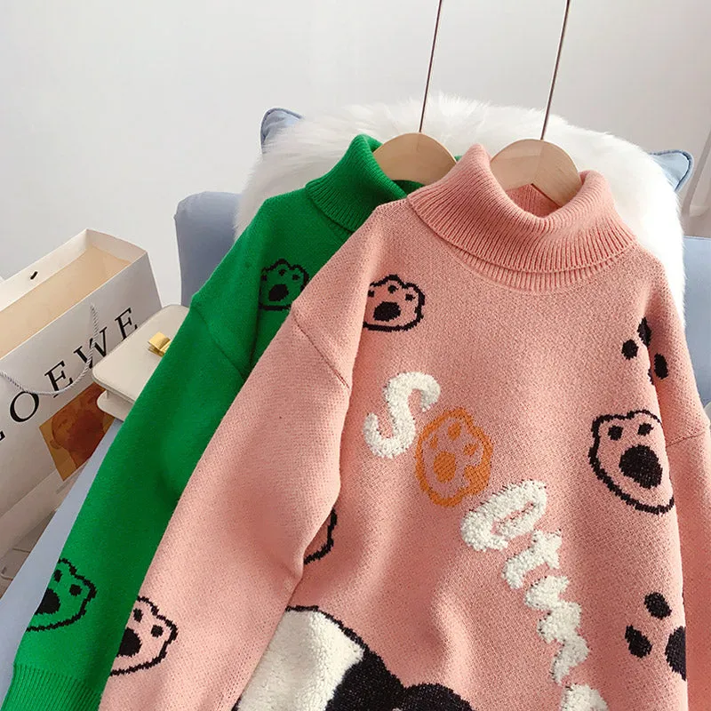 College style cute cartoon sweater loose lazy style  5234