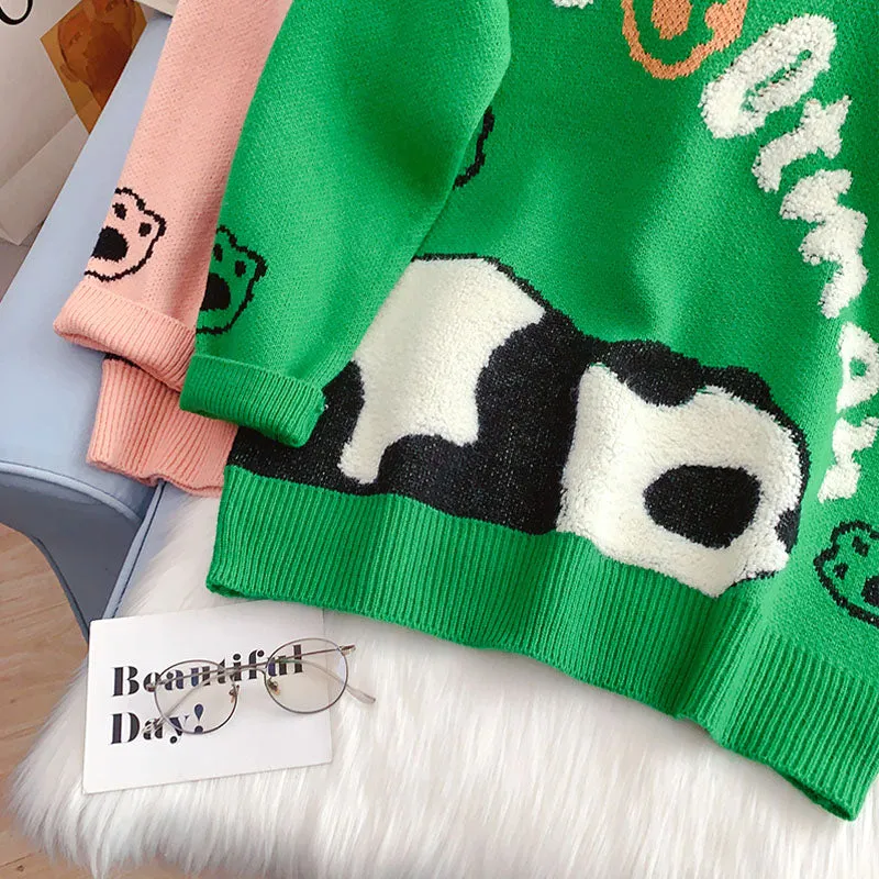 College style cute cartoon sweater loose lazy style  5234