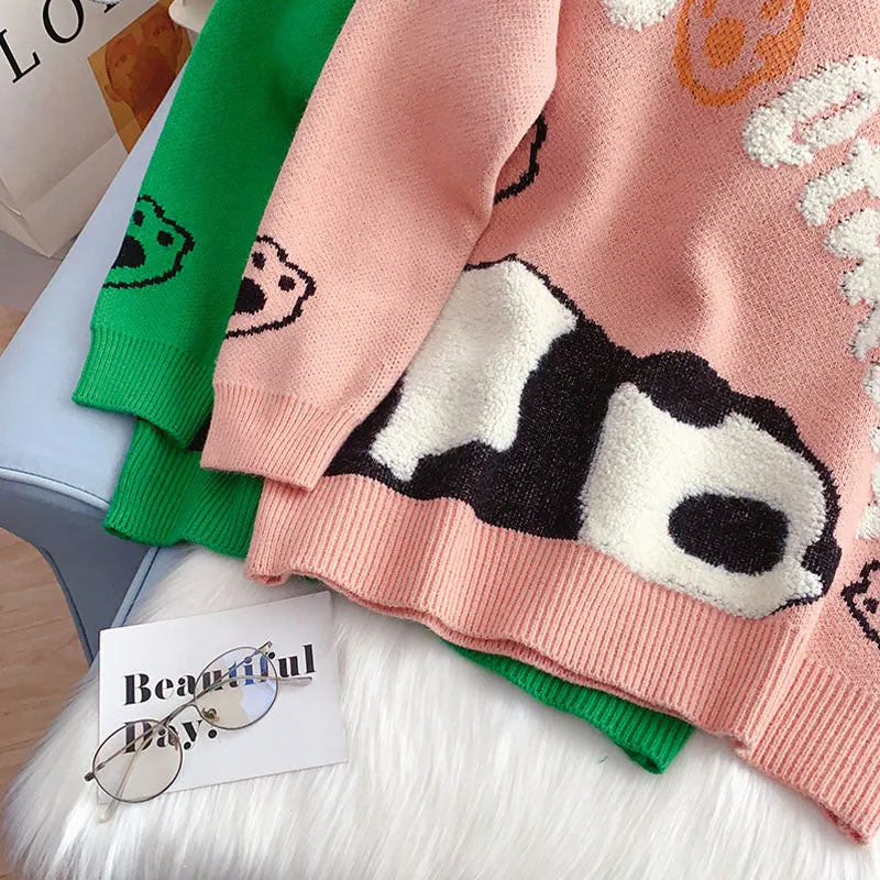 College style cute cartoon sweater loose lazy style  5234
