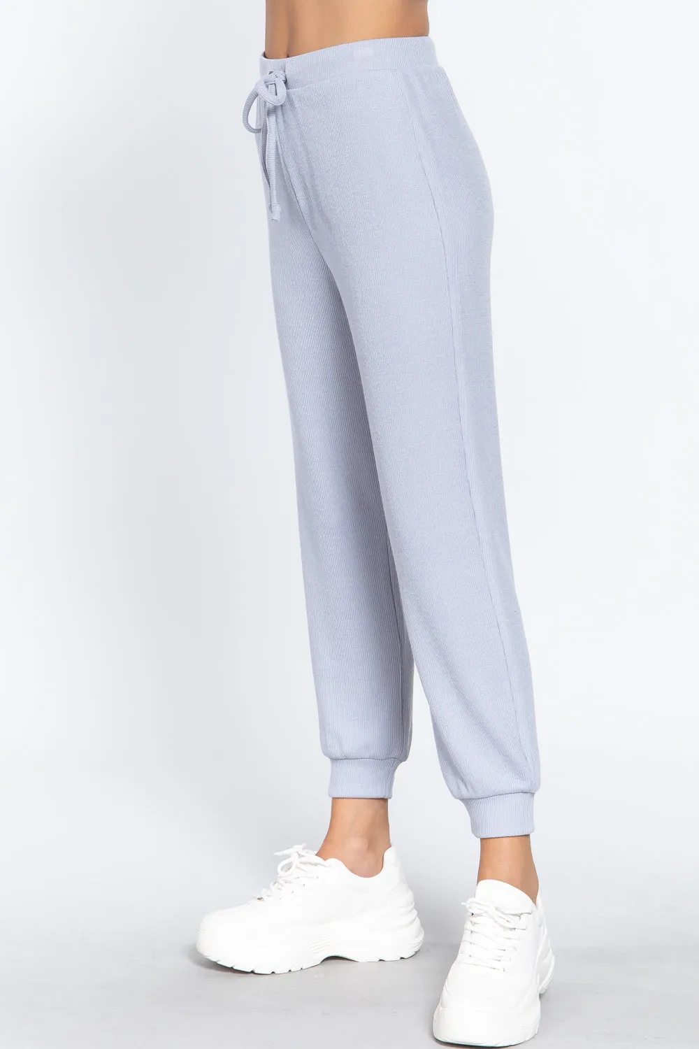 Comfy Waist String Detail Hacci Jogger Pants