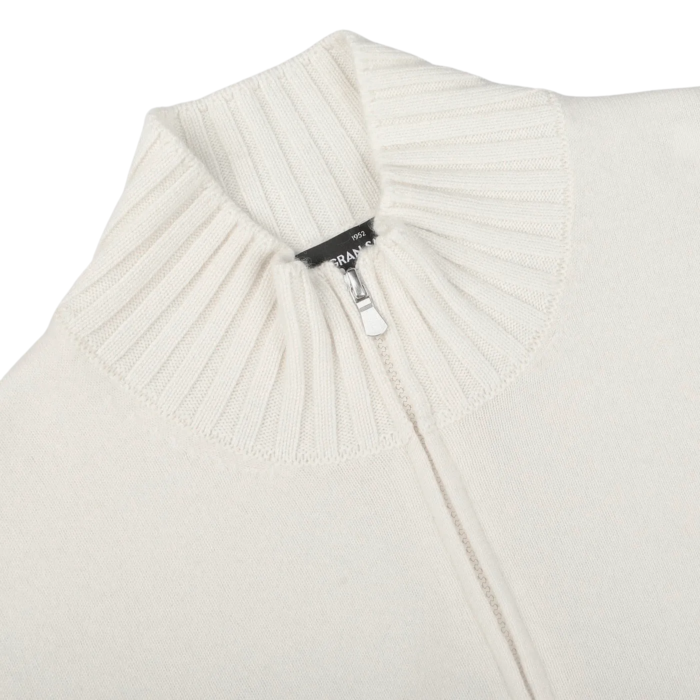 Cream Felted Cashmere Zip Cardigan