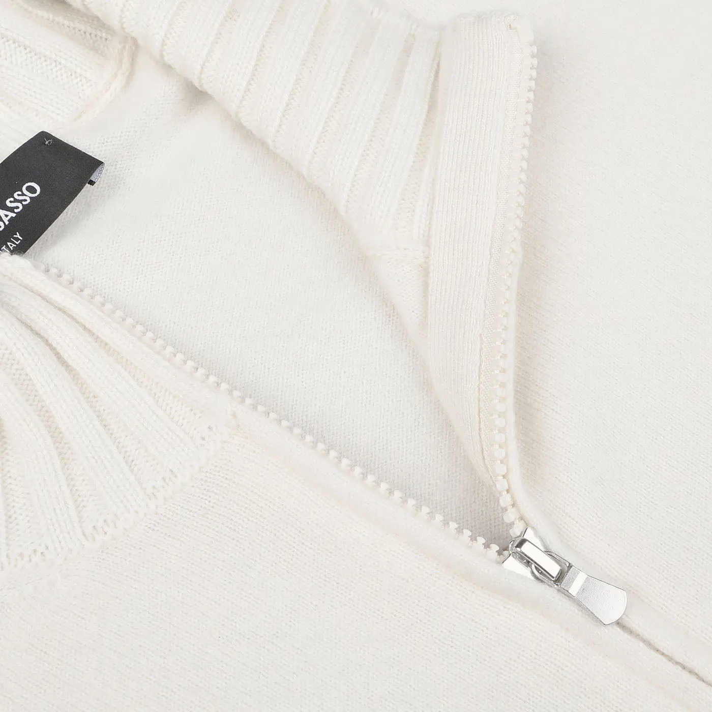 Cream Felted Cashmere Zip Cardigan