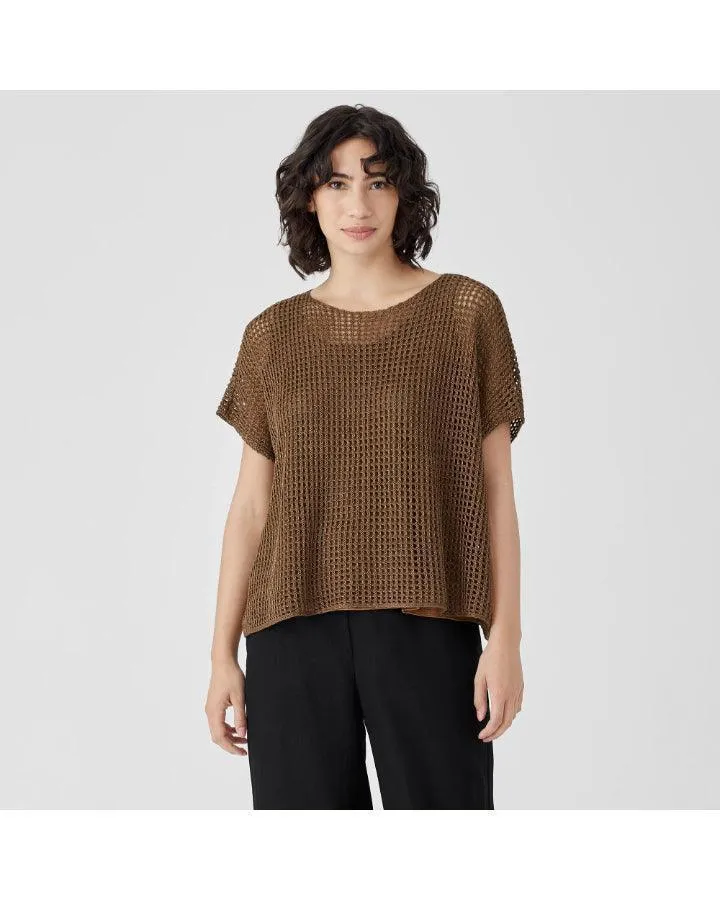 Eileen Fisher Organic Linen Délavé Bateau Neck Top