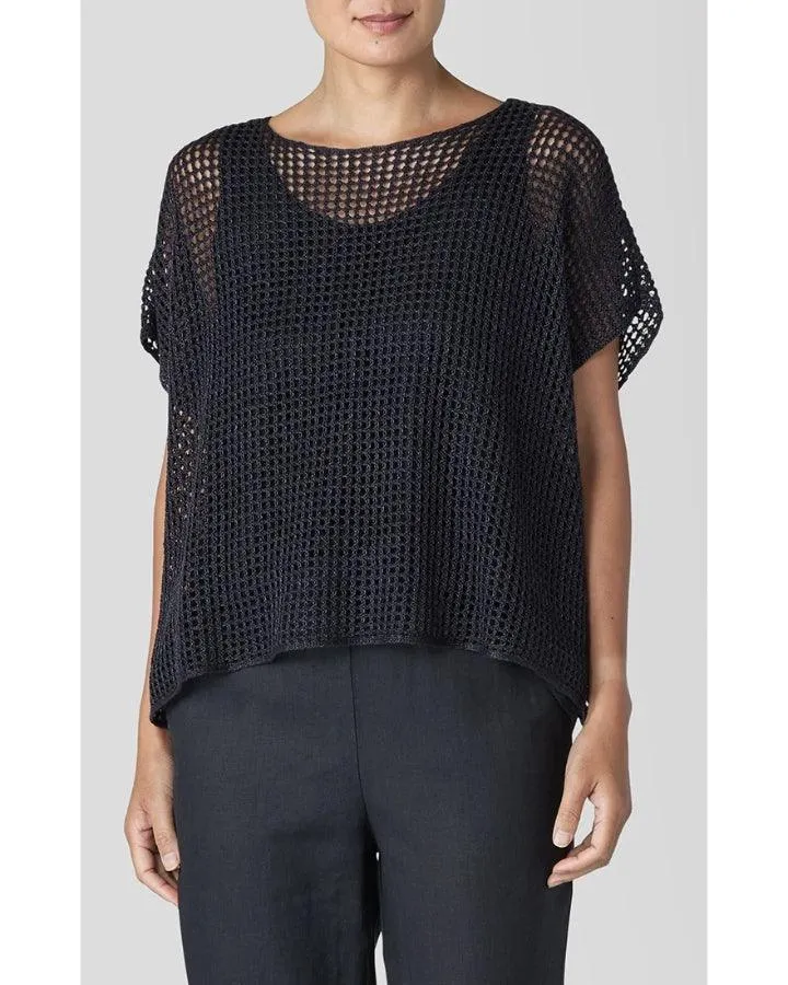 Eileen Fisher Organic Linen Délavé Bateau Neck Top