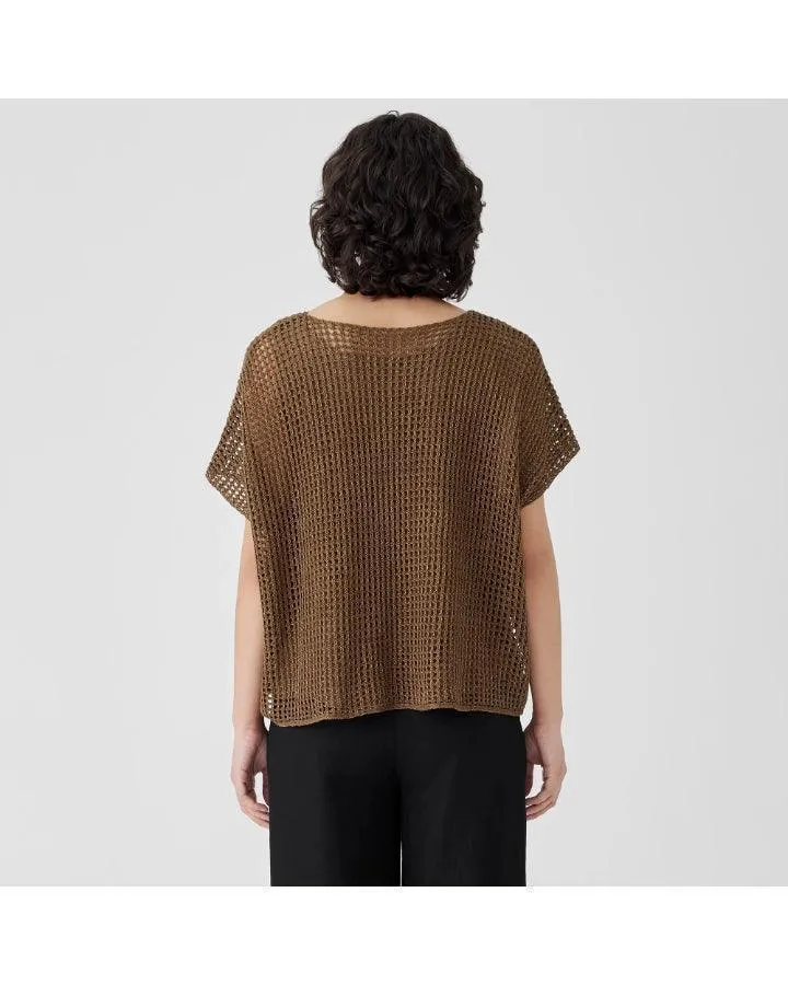 Eileen Fisher Organic Linen Délavé Bateau Neck Top