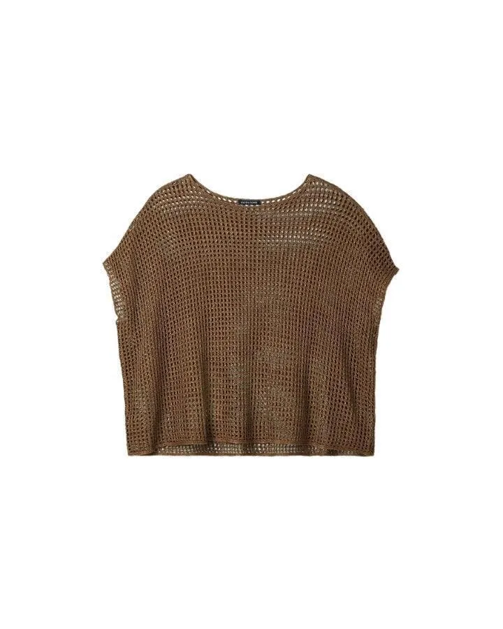 Eileen Fisher Organic Linen Délavé Bateau Neck Top