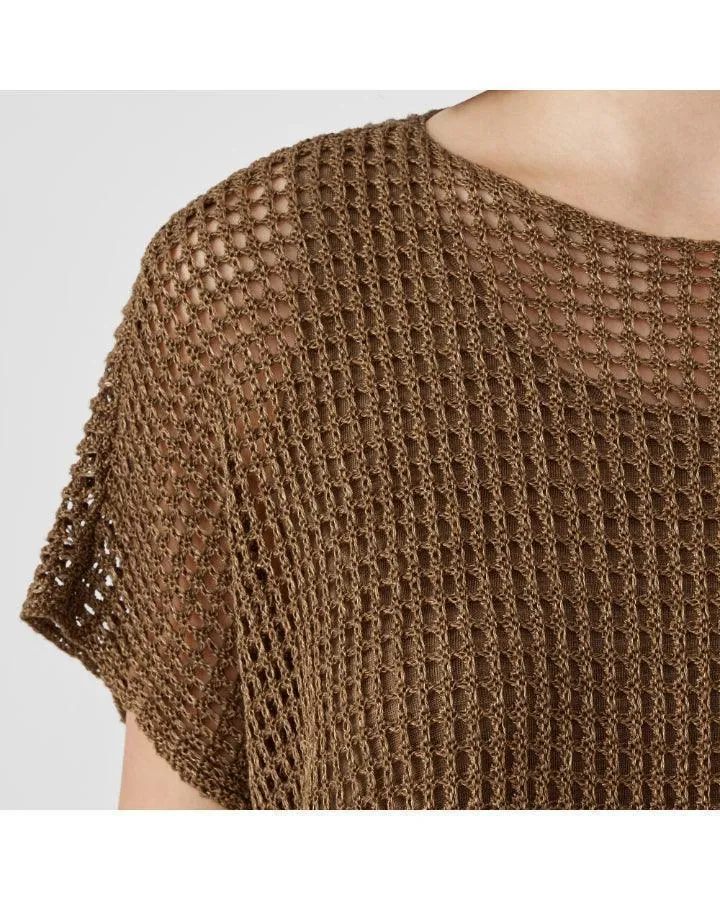 Eileen Fisher Organic Linen Délavé Bateau Neck Top
