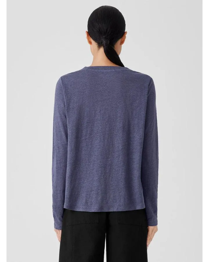 Eileen Fisher Organic Linen Jersey Long Sleeve Top