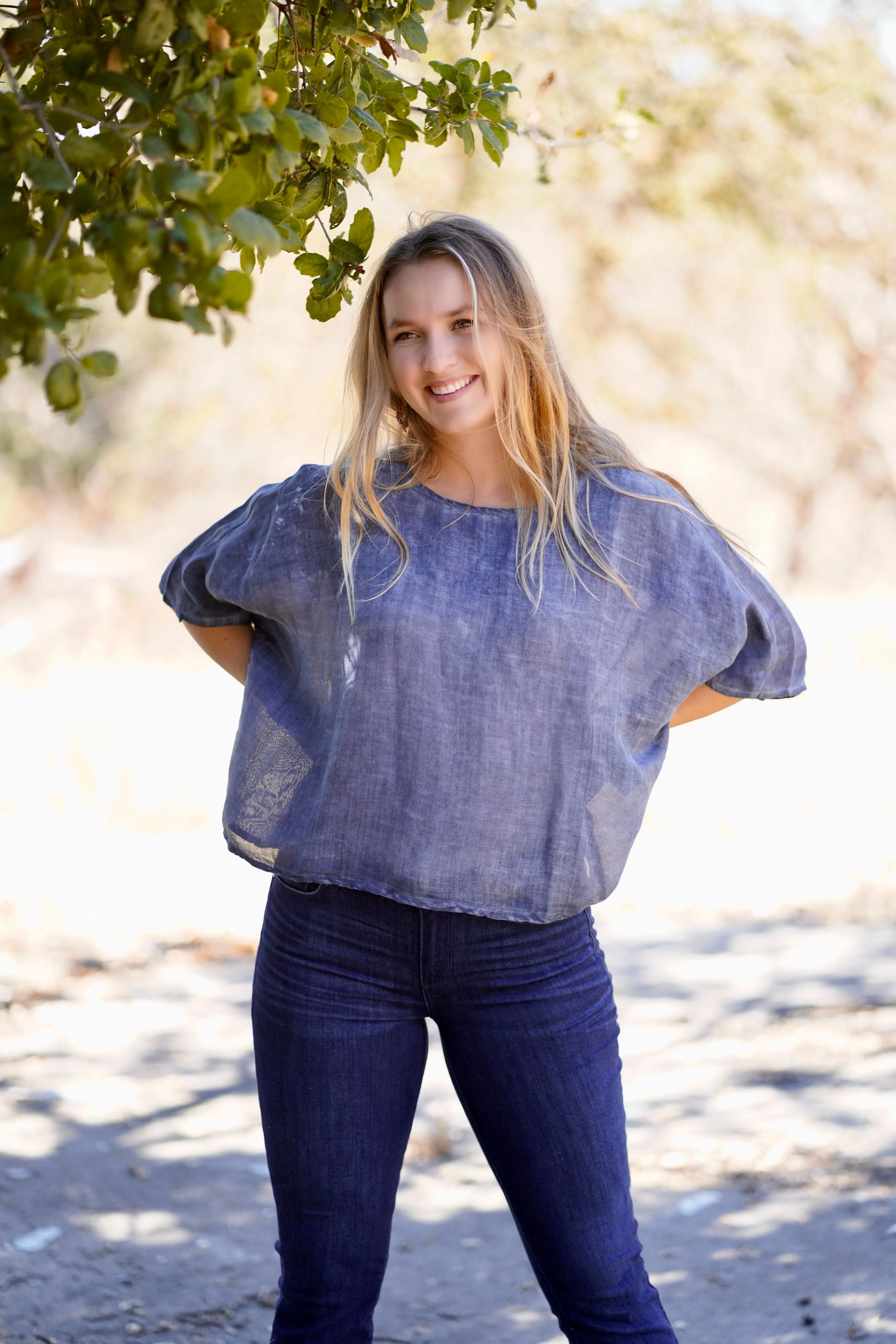 Everly Linen Blouse Denim