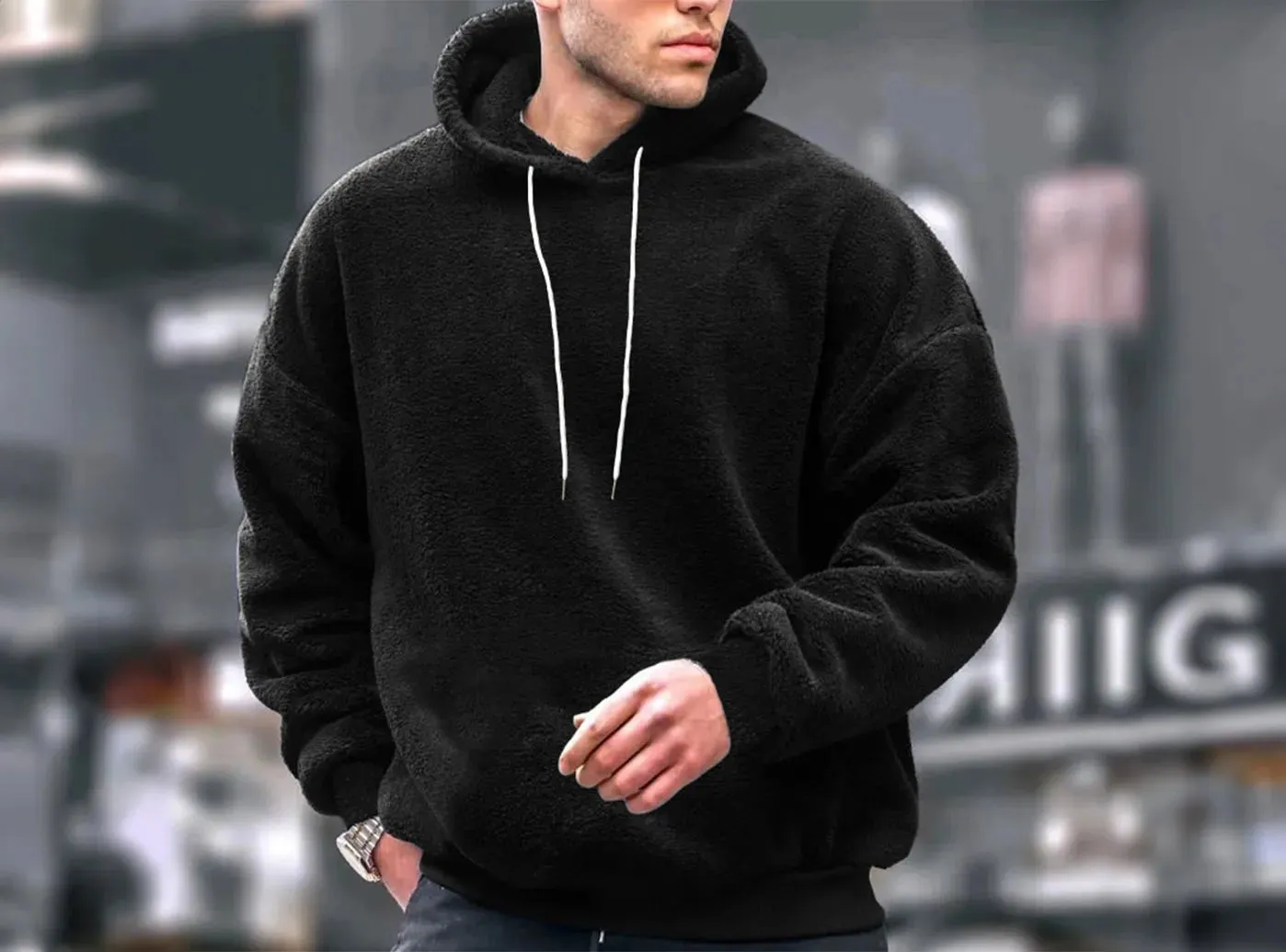 FitVille Men's Fuzzy Sherpa Pullover