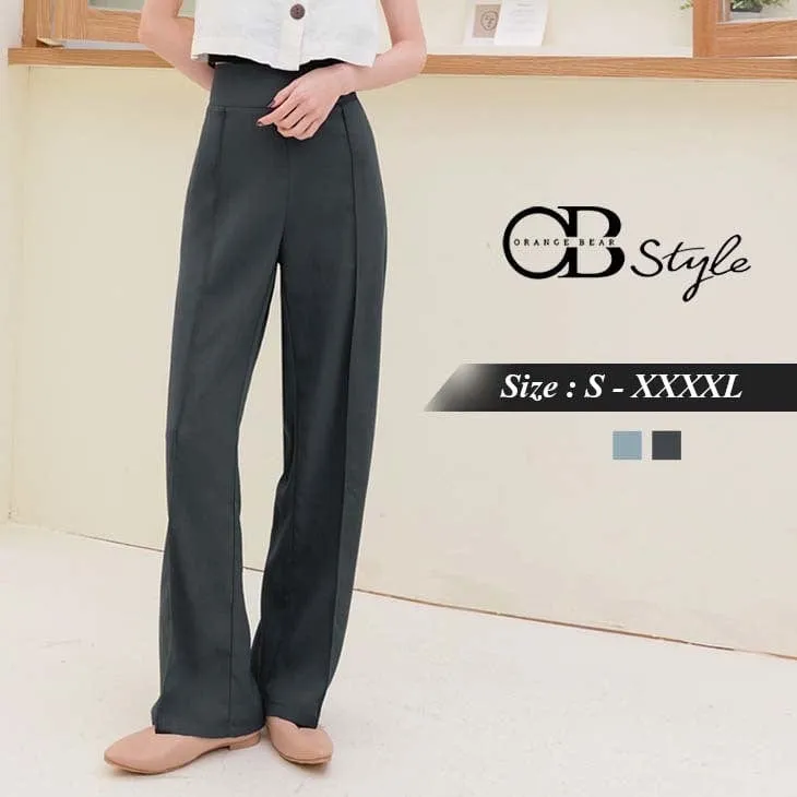 HIGH WAIST PURE COLOR STRAIGHT PLEAT PANTS