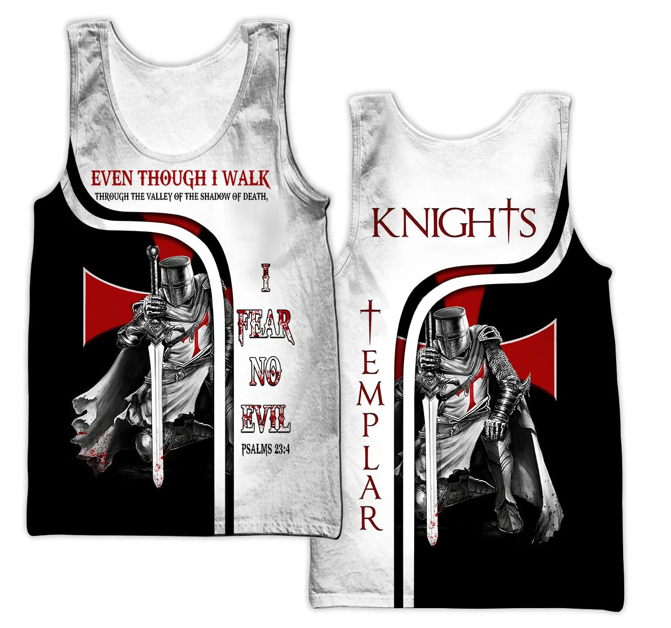 Knight Templar I Fear No Evil Jesus Tank Top Tank Top - Christian Tank Top For Men