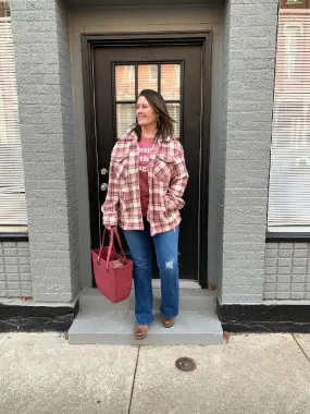 Mauve Plaid Sherpa Jacket