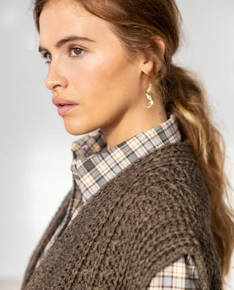 Project AJ117 Susie Soil Brown Waistcoat Cardigan