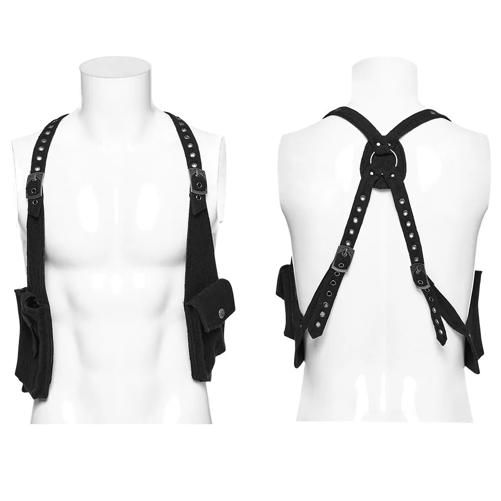 Punk Strap Bag Pockets Vest WS-587BDM