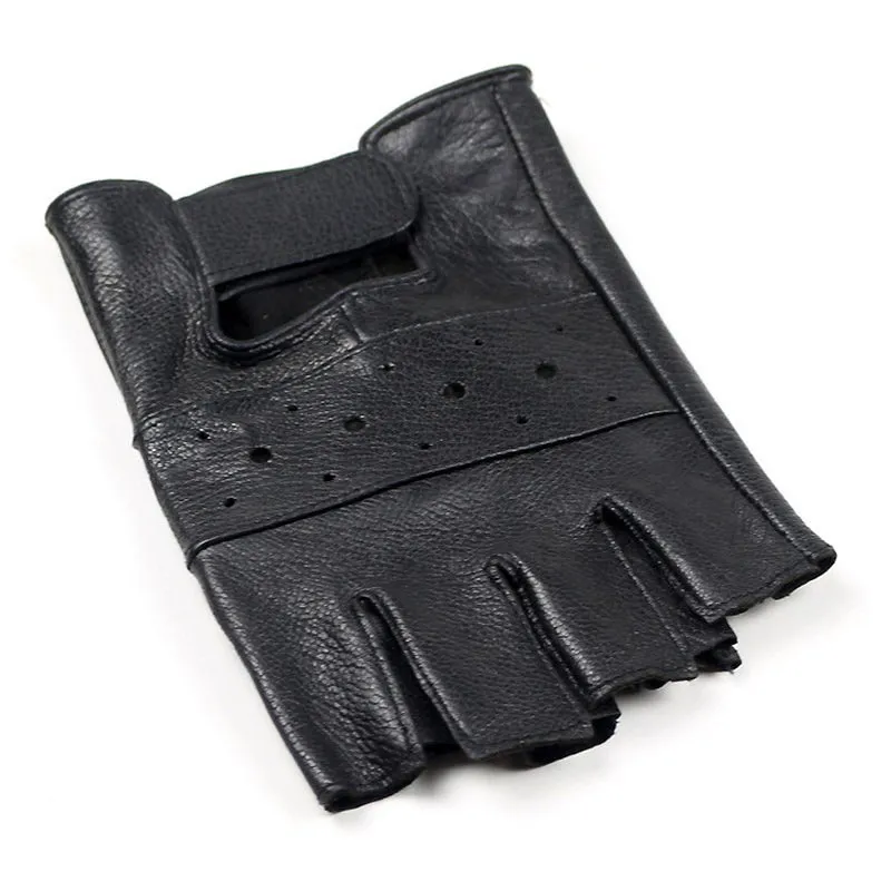 Rock Style Slip-resistant Half Finger Sheep Leather Gloves