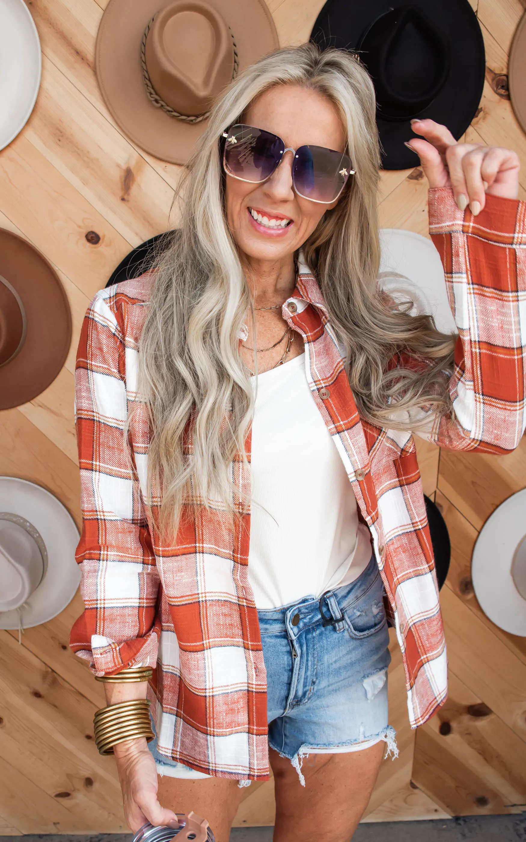 Summer Harvest Lightweight Plaid Flannel - Rust - Final Sale