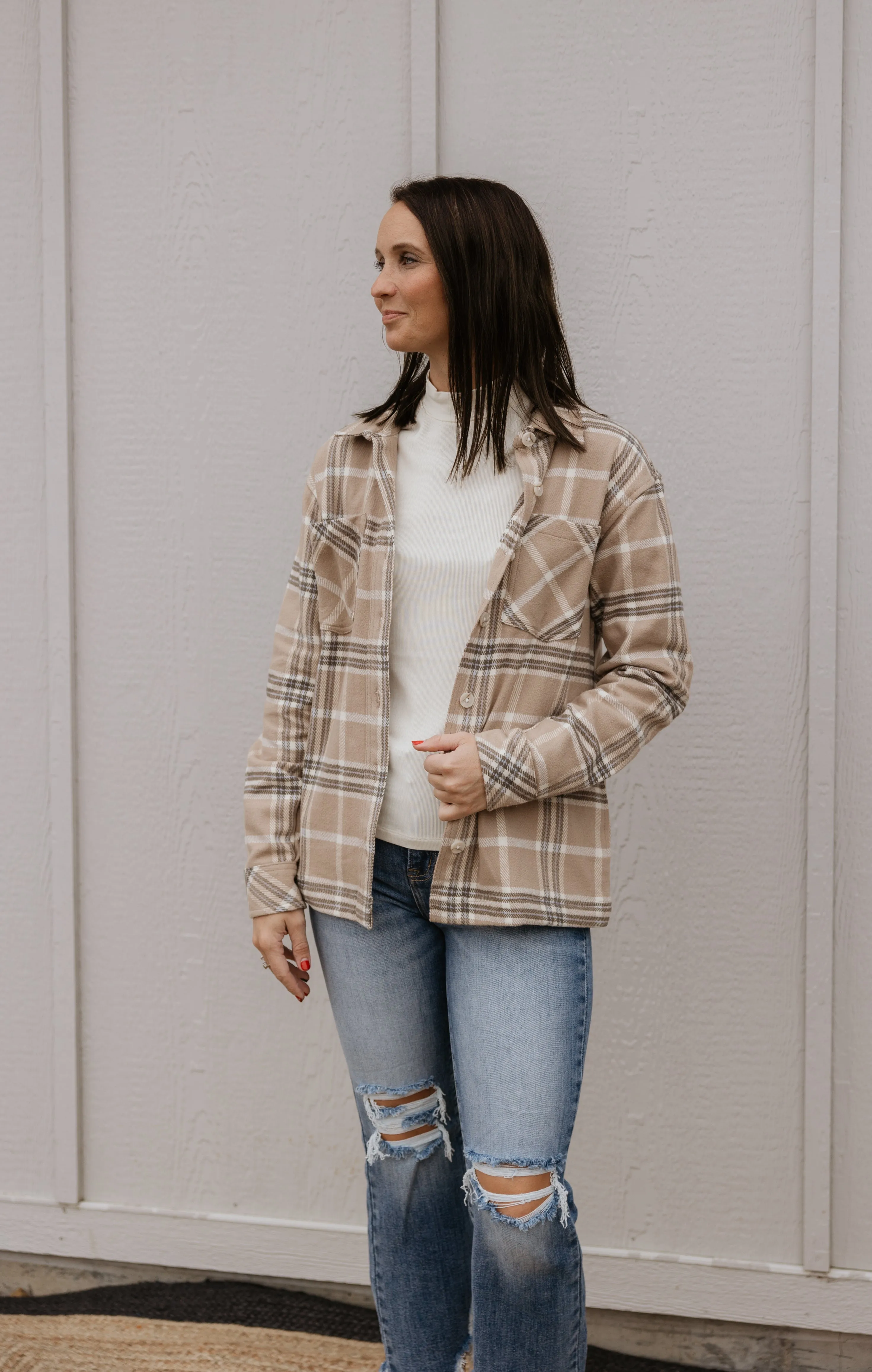VERA PLAID BUTTON DOWN SHACKET 2 COLOR OPTIONS